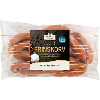 Prinskorv klassisk 65% kötthalt 500g Charkuterifabriken.