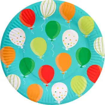 Tallrik ballong/prickar 8p.