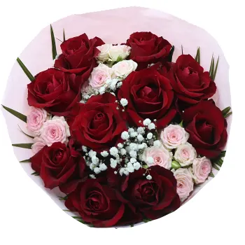 Bukett Valentin klassisk med 10 rosor 50cm.