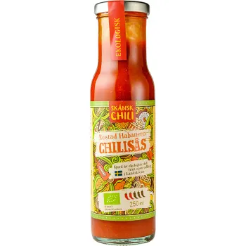 Chillisås Rostad Habanero Ekologisk 250ml Skånsk Chili.