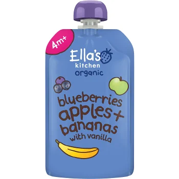 Blåbär, äpple, banan &amp; vaniljpuré Eko 4m Ellas Kitchen.