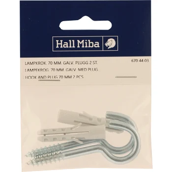 Lampkrok med plugg 70mm 2-p Hall Miba.