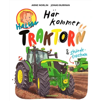 Här kommer traktorn och skördetröskan.