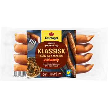 Klassisk Grillkorv av Kyckling 320g Kronfågel.