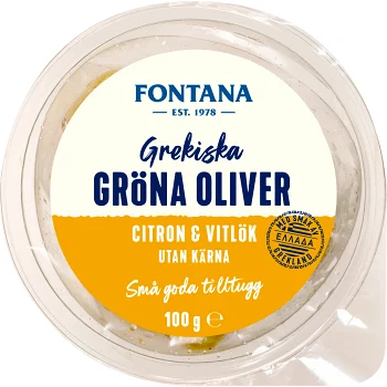 Oliver Grekiska Gröna Citron Vitlök 100g Fontana.
