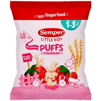 Multigrain puffs strawberry Eko 1år Semper.
