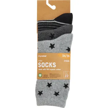 Strumpa 3p stjärna grå 37/39 mywear.