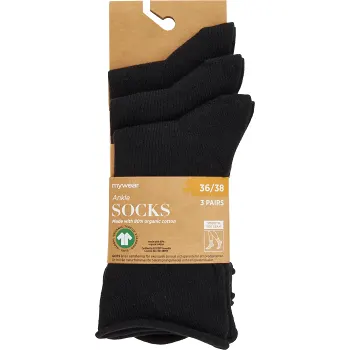 Strumpa 3p rullkant svart 36/38 mywear.