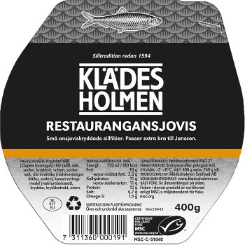 Restaurangansjovisfilé 400g Klädesholmen.