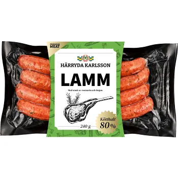 Lammkorv 80% Kötthalt 240g Härryda Karlsson.