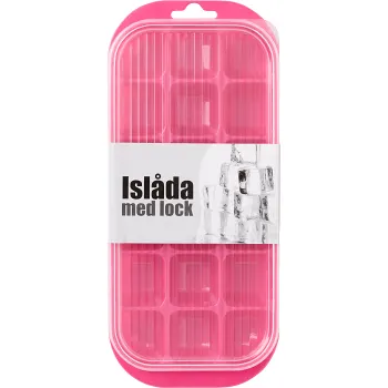 Islåda med lock rosa.