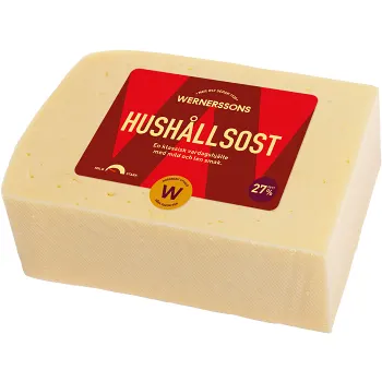 Hushållsost 27% ca 830g Wernerssons.