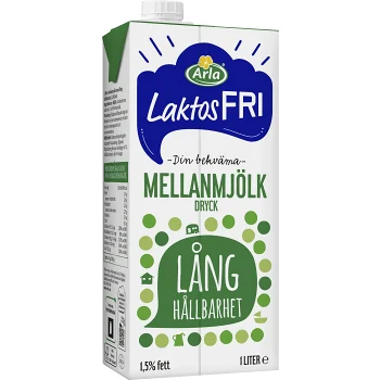 Mellanmjölkdryck Laktosfri Lång hållbarhet 1,5% 1l Arla®.