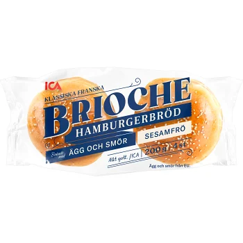 Brioche Hamburgerbröd Sesam 4-p 200g ICA.