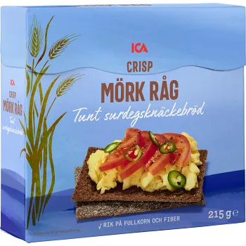 Surdegsknäckebröd Crisp Mörk Råg 215g ICA.