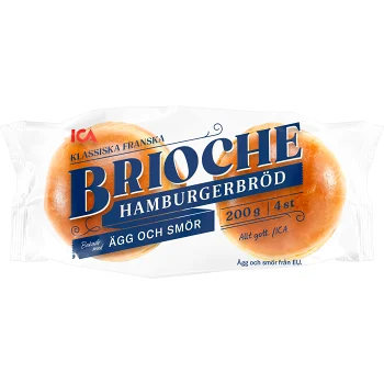 Brioche Hamburgerbröd 4-p 200g ICA.