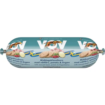 Hundfoder Nötfärs/Potatis/Lingon 550g Vov.