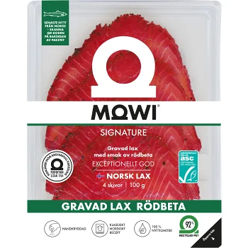 Lax Gravad Skivad Rödbeta 100g Mowi.