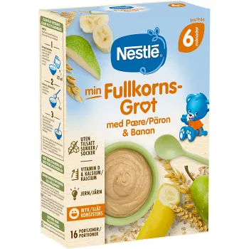 Barnmat Min Fullkornsgröt päron &amp; banan 6m 16-port Nestle.