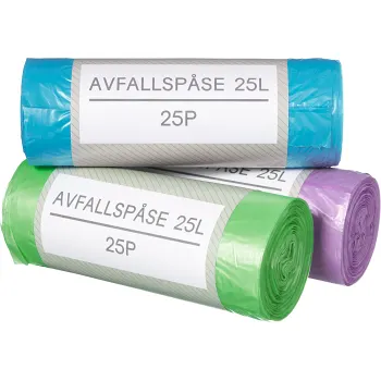 Avfallspåse 25L 25p färgad.