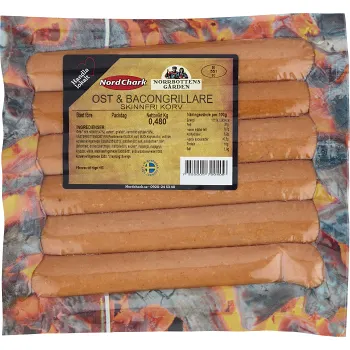 Ost &amp; bacon Grillare Skinnfri 480g Nordchark.