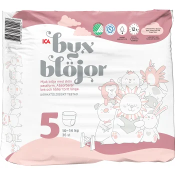 Byxblöjor Strl 5 10-14kg 36-p ICA.