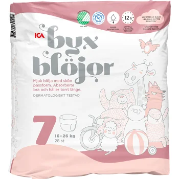 Byxblöjor Strl 7 16-26kg 28-p ICA.