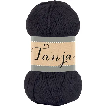 Garn Tanja 220 Svart 100g Falkgarn.
