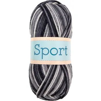 Garn Sport 1023 Svart &amp; Grå 100g Falkgarn.