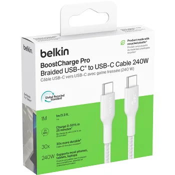 USB-C To USB-C 240W 1m vit Belkin.