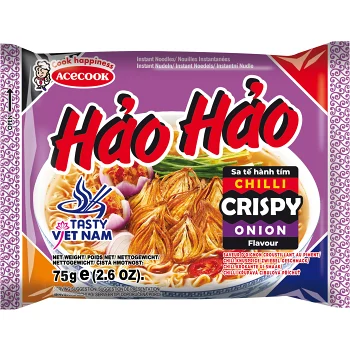 Snabbnudlar Hao Hao Crispy chili 75g Acecook.