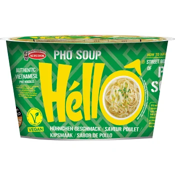 Hello Nudelsoppa Pho med kycklingsmak 70g Acecook.