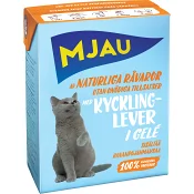 Kattmat Kycklinglever i gelé 380g Mjau.