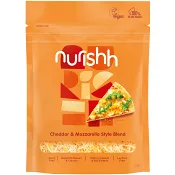 Cheddar mozzarella riven vegansk 150g Nurishh.