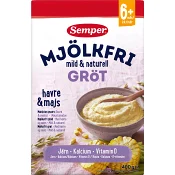Havregröt Naturell Mjölkfri Från 6m 400g Semper.