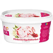 Fläder &amp; jordgubbssorbet 500ml Sia Glass.