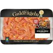 Kycklinglårfilé sweet chili strimlad och marinerad 600g Guldfågeln.