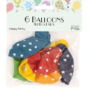 Ballong med stjärnor 6-p Happy Party.