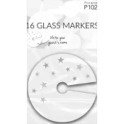 Glasmarkör Vit/silver 16pack Happy Party.