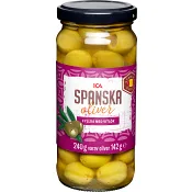 Fyllda Oliver Gröna med Vitlök 240g ICA.