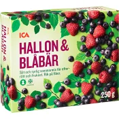 Hallon &amp; blåbär Fryst 250g ICA.