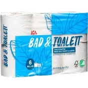 Toalettpapper 6-p Miljömärkt ICA.