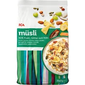 Müsli 50% Frukt &amp; nötter 750g ICA.