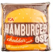 Hamburgerost Cheddarsmak 200g ICA.