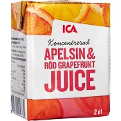 Apelsin &amp; röd grapefrukt Koncentrat 2dl ICA.