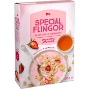 Specialflingor jordgubb och yoghurt 375g ICA.