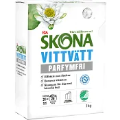 Tvättmedel Vittvätt Parfymfri 1kg Miljömärkt ICA Skona.