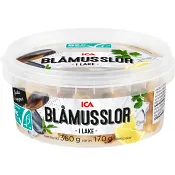 Blåmusslor i lake Miljömärkt 170g ICA.