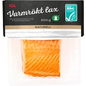 Lax Färsk Varmrökt i bit Naturell 300g Miljömärkt ICA.