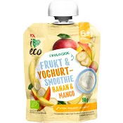 Frukt &amp; Yoghurtsmoothie banan &amp; mango 6m 90g ICA I love eco.